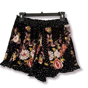 Angie Black Floral Women's Shorts